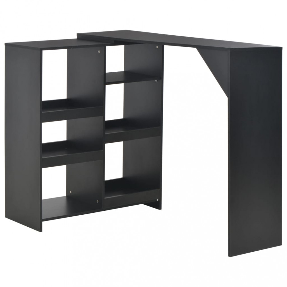 Fekete bárasztal mozgatható polccal 138 x 40 x 120 cm