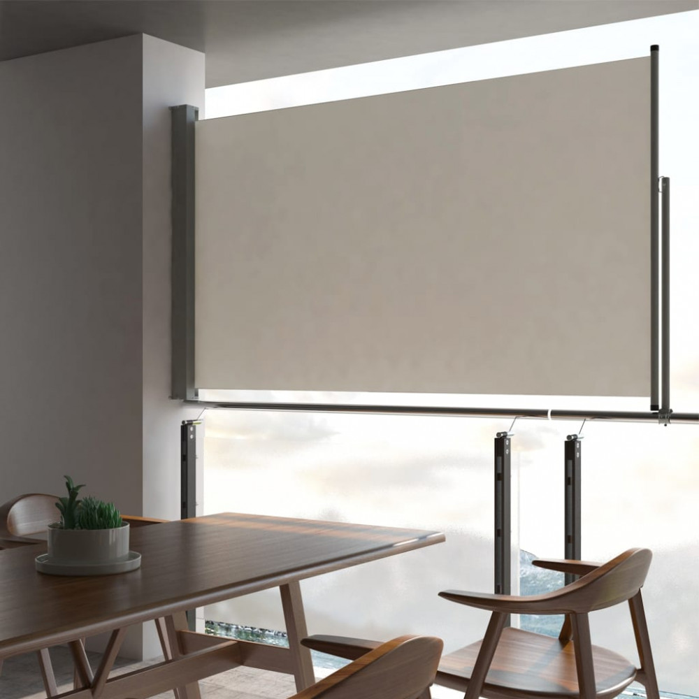 Krémszínű behúzható oldalsó terasz napellenző 140 x 300 cm