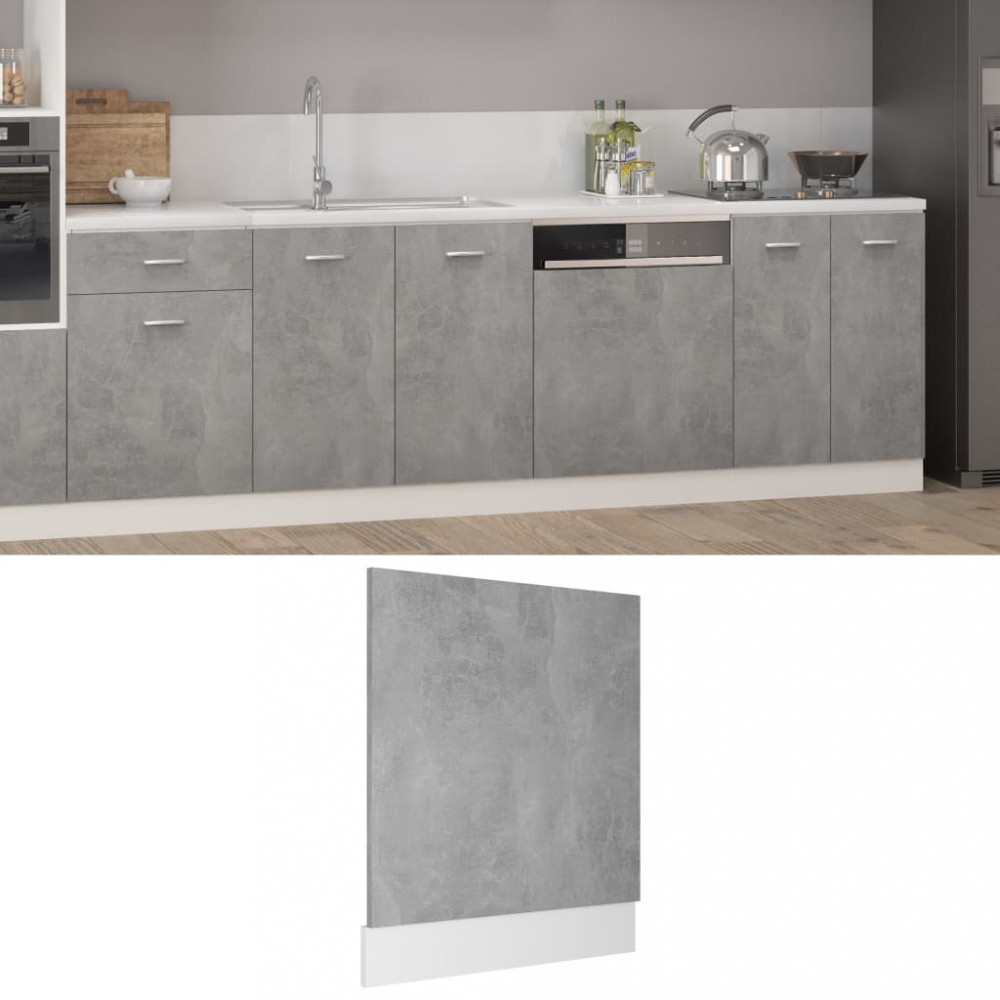 vidaXL betonszürke forgácslap mosogatógép-panel 59,5 x 3 x 67 cm